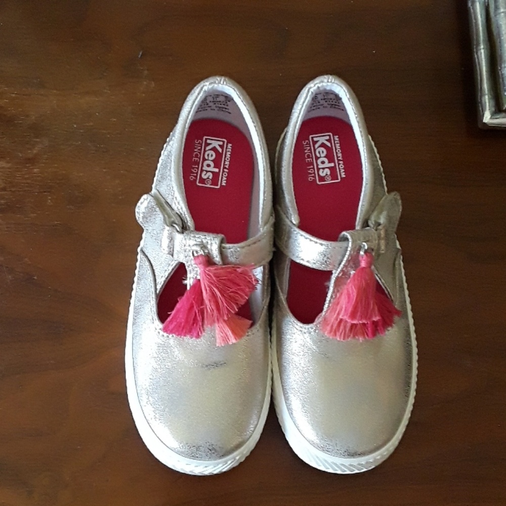 Gold Keds With Pink Tassels